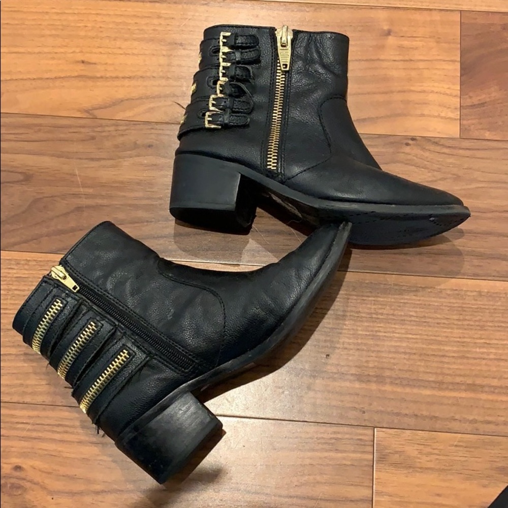 Dolce Vita Black Booties Gold Zipper